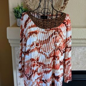 Women's Dana Buchman Stretch Blouse w/ Beading at Neck.  Size L